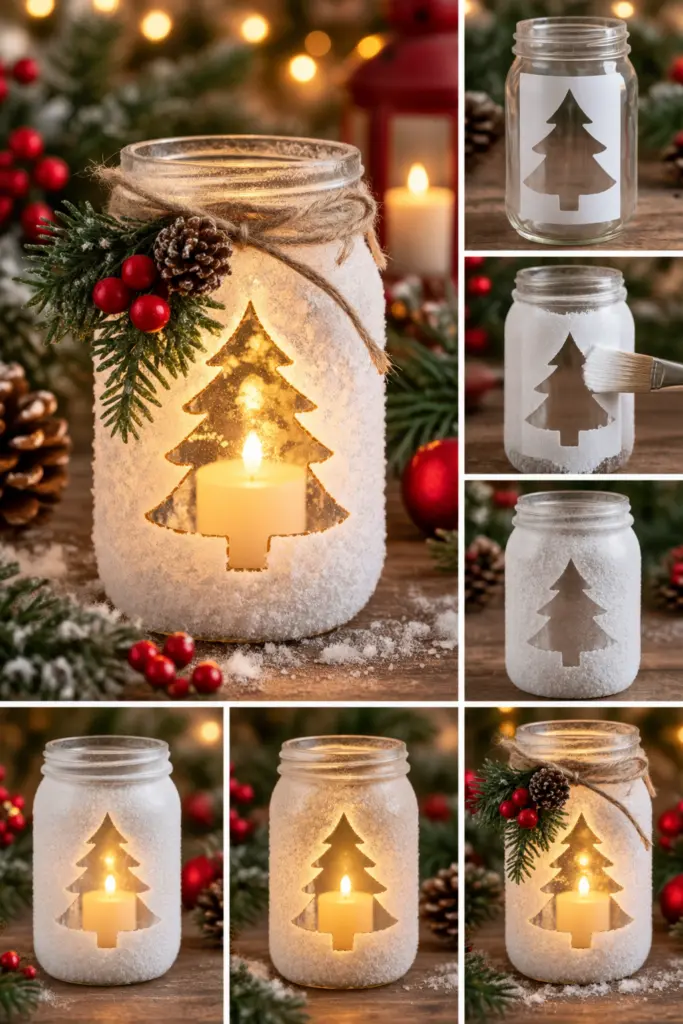 30+ DIY Christmas Mason Jar Crafts for Gifts and Decorations 5 DIY Christmas Tree Mason Jar Candle Holder Craft