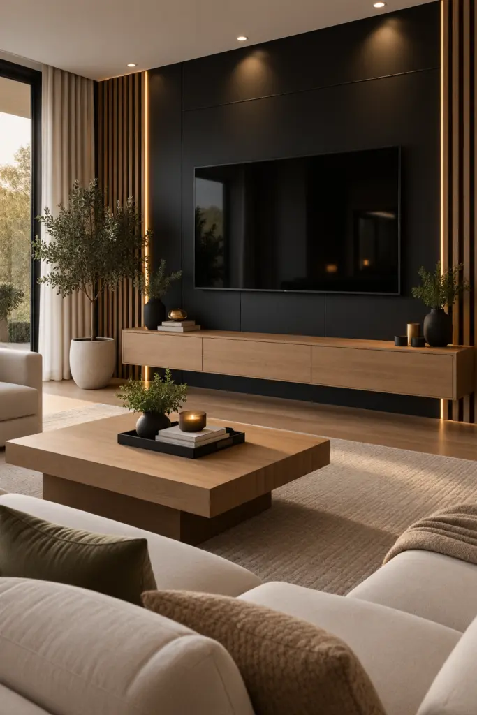 27+ Black Accent Wall living room Ideas and Designs 6 Modern Black TV Accent Wall