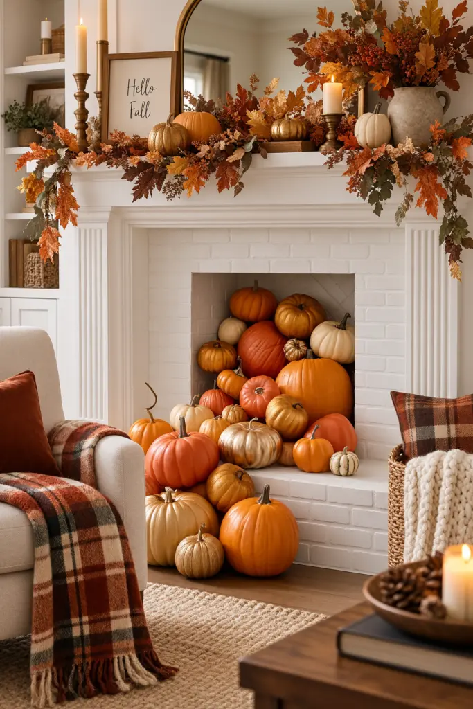 Fall Mantel Decor Ideas in 2026 24 Cozy Pumpkin-Filled Fall Fireplace
