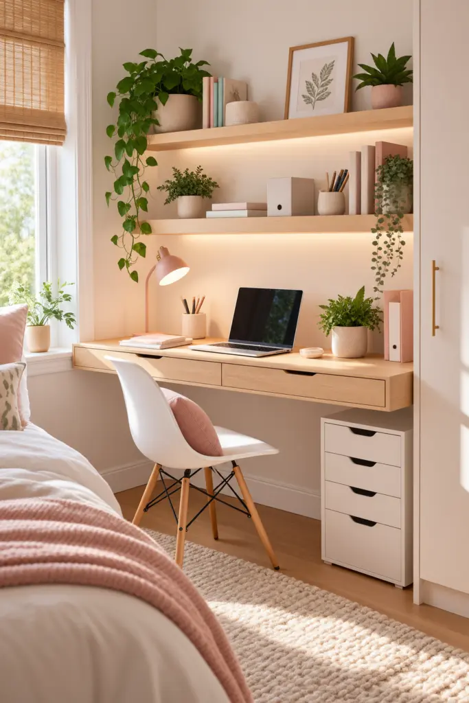  Small Teen Bedroom With Floating Desk 