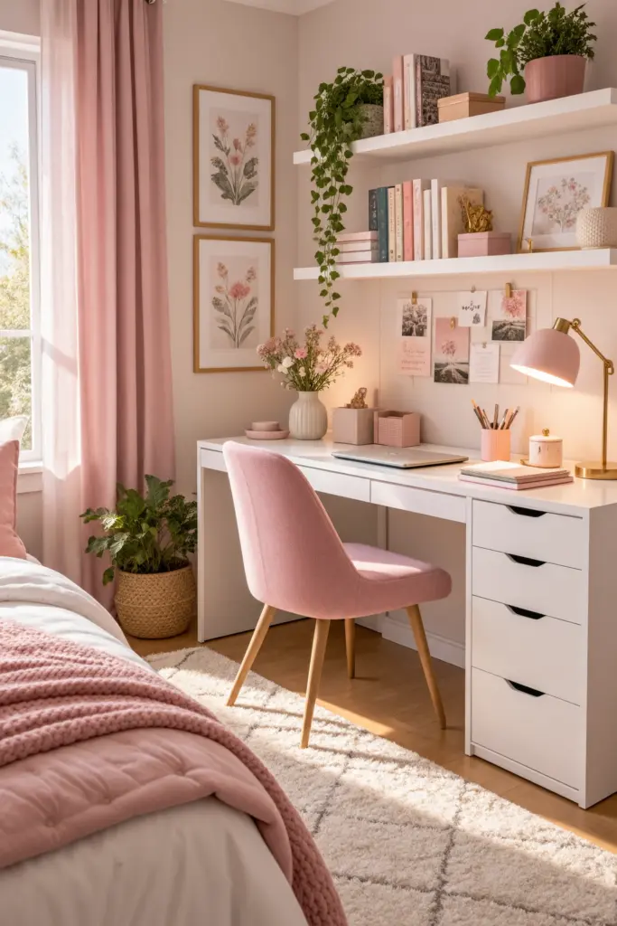 Cozy Pastel Desk Corner