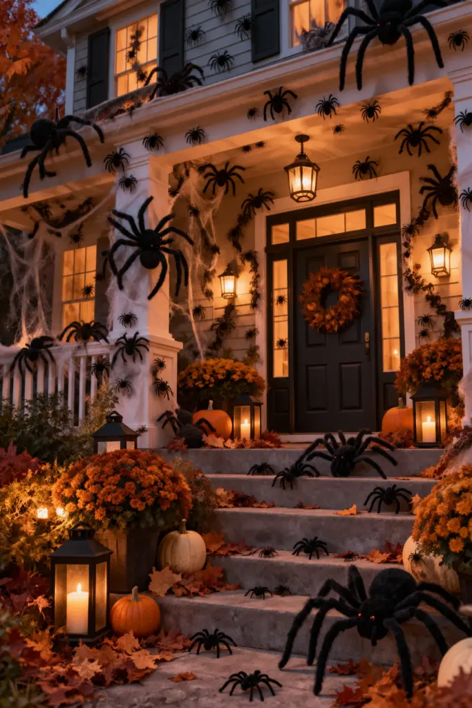 DIY Creepy Outdoor Halloween Decorations 9 Creepy Crawling Spider Army