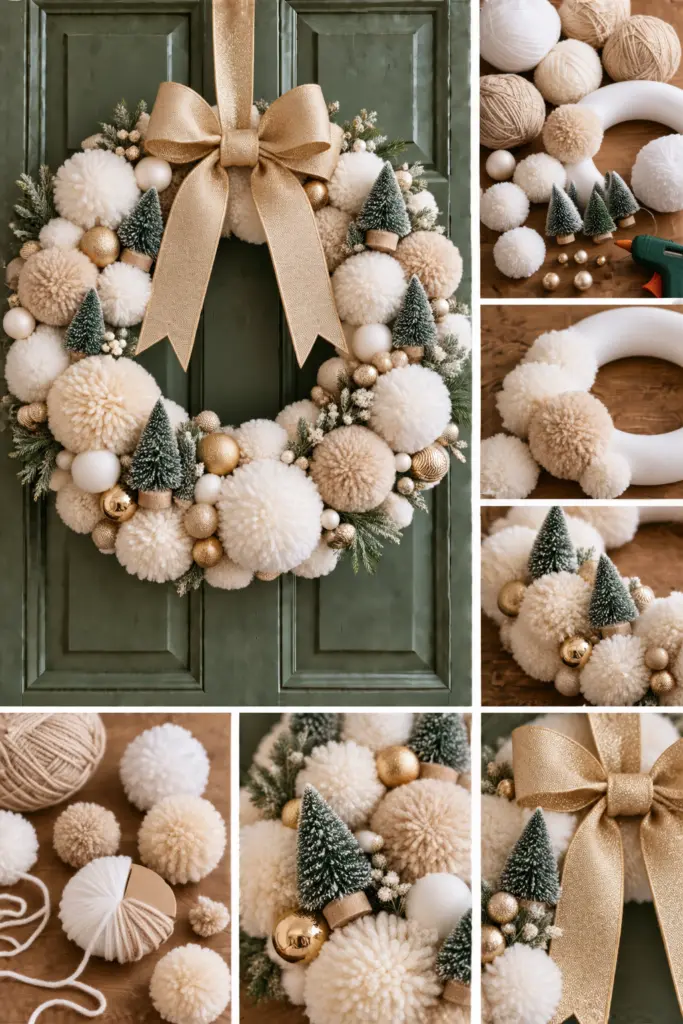 30+ DIY Christmas Wreath Ideas 23 DIY Christmas Pom-Pom Wreath