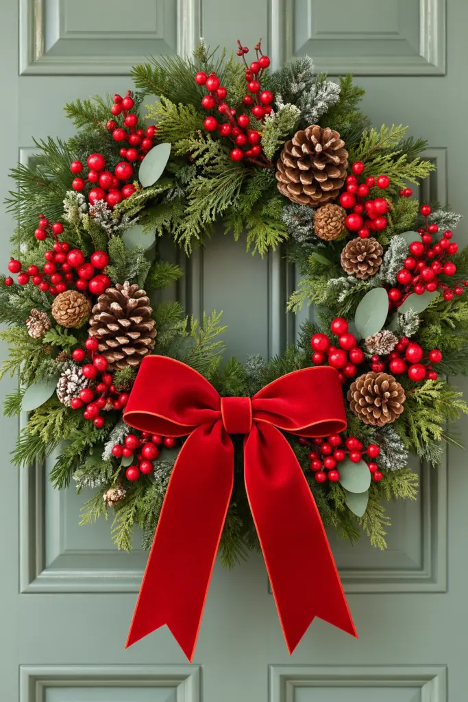 30+ DIY Christmas Wreath Ideas 2 Classic Red and Green DIY Christmas Wreath