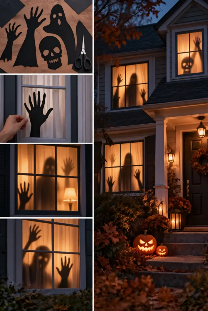 DIY Creepy Outdoor Halloween Decorations 16 DIY Ghostly Window Silhouettes