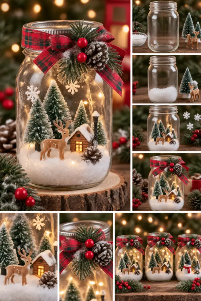 30+ DIY Christmas Mason Jar Crafts for Gifts and Decorations 14 DIY Snow Globe Jar Christmas Tutorial