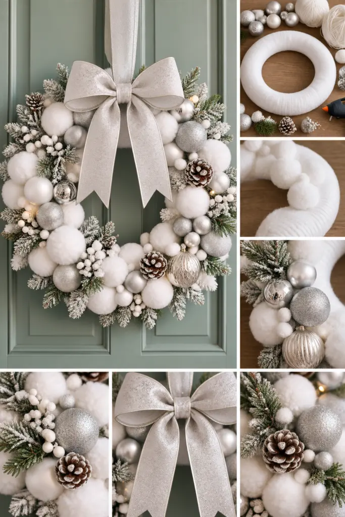 30+ DIY Christmas Wreath Ideas 6 DIY white Snowy Wreath
