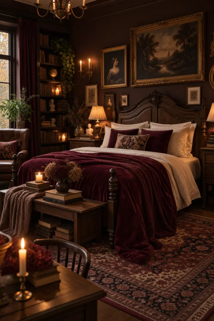 Dark Academia Romantic Bedroom