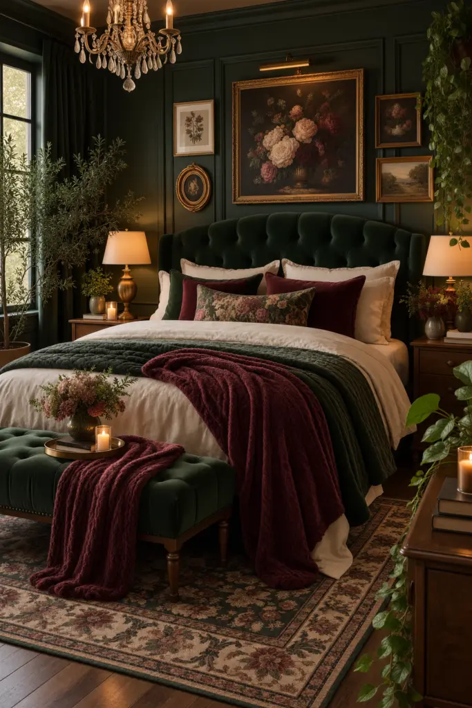 Dark Green Romantic Bedroom