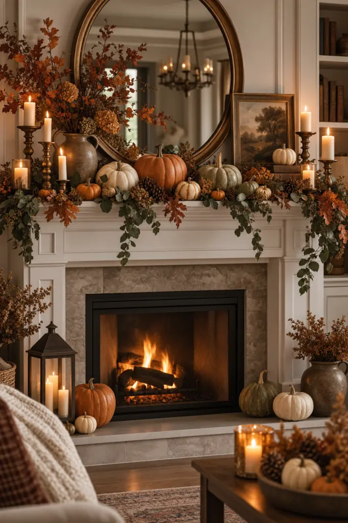 Fall Mantel Decor Ideas in 2026 17 Fall mantel decor With Pumpkins