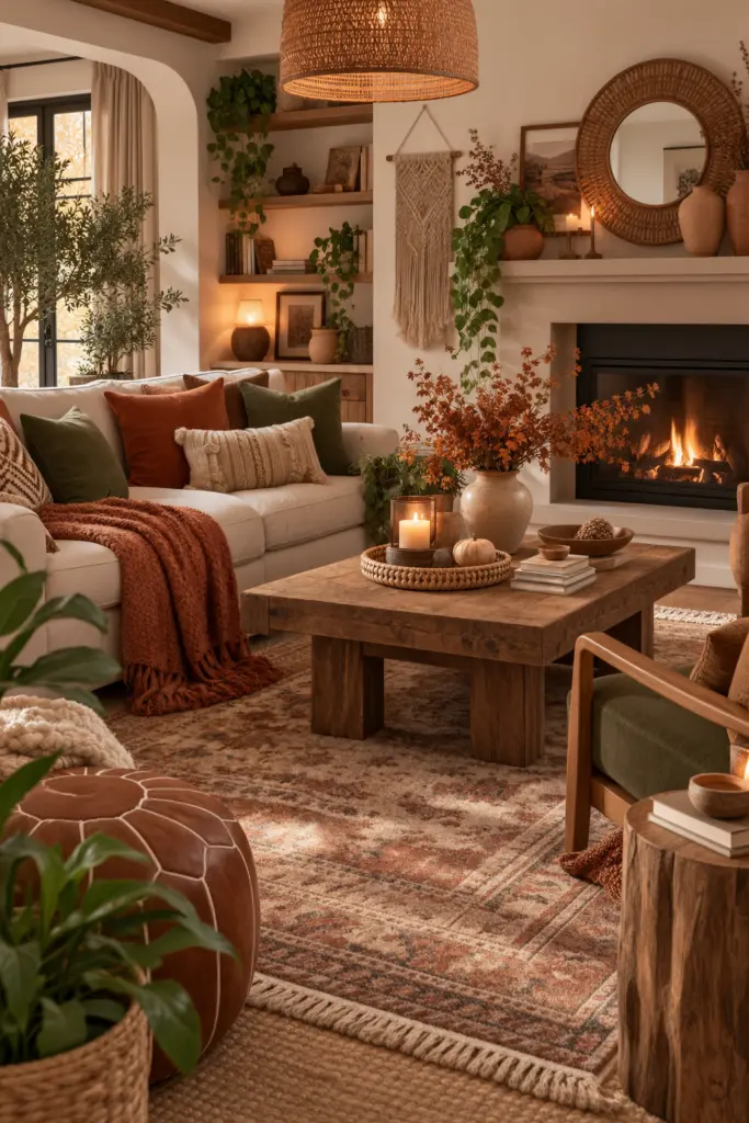 20+ Stunning Fall Boho Living Room Ideas 20 Earthy Bohemian Open Living room