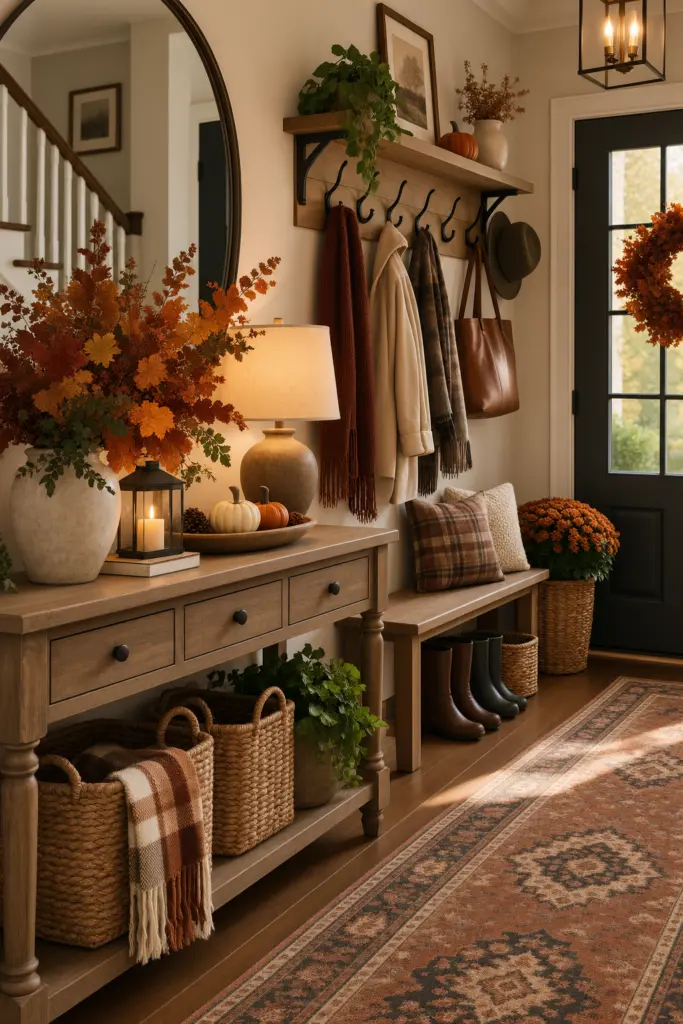 Fall Entryway Decor Ideas (Cozy & Welcoming) 23 Entryway Functional With Hooks
