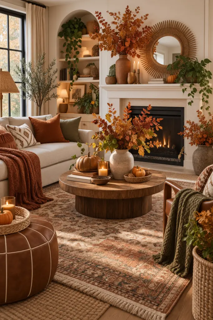 20+ Stunning Fall Boho Living Room Ideas 17 Neutral Fall Boho Living Room Decor