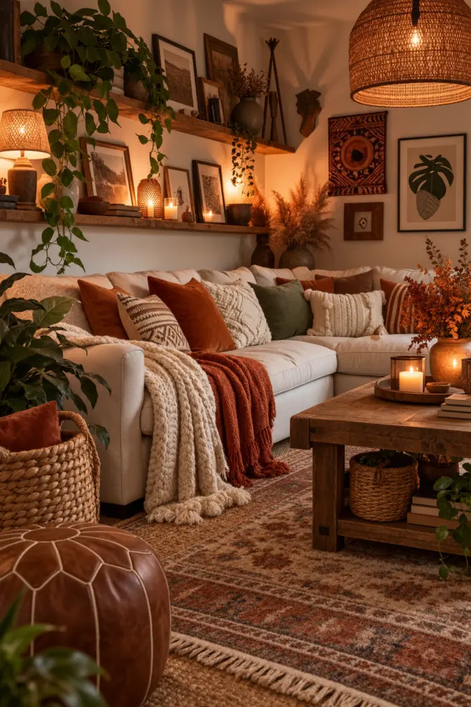 20+ Stunning Fall Boho Living Room Ideas 18 Rustic Fall Boho Living Room Decor