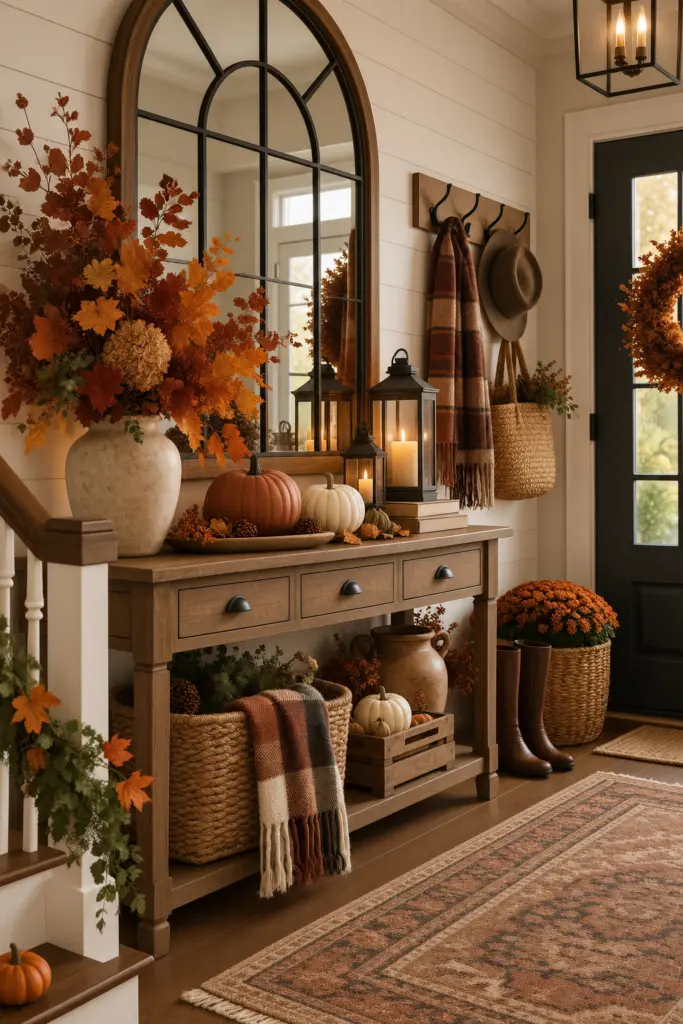 Fall Entryway Decor Ideas (Cozy & Welcoming) 25 Fall Entryway With Rustic Farmhouse