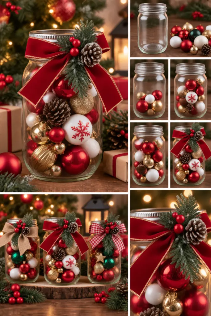 30+ DIY Christmas Mason Jar Crafts for Gifts and Decorations 29 Christmas Ornament Mason Jar