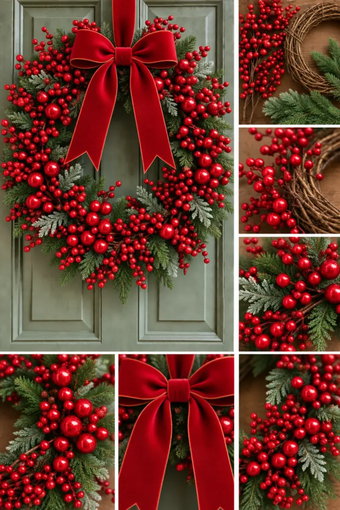 30+ DIY Christmas Wreath Ideas 14 Festive Red Berry DIY Christmas Wreath