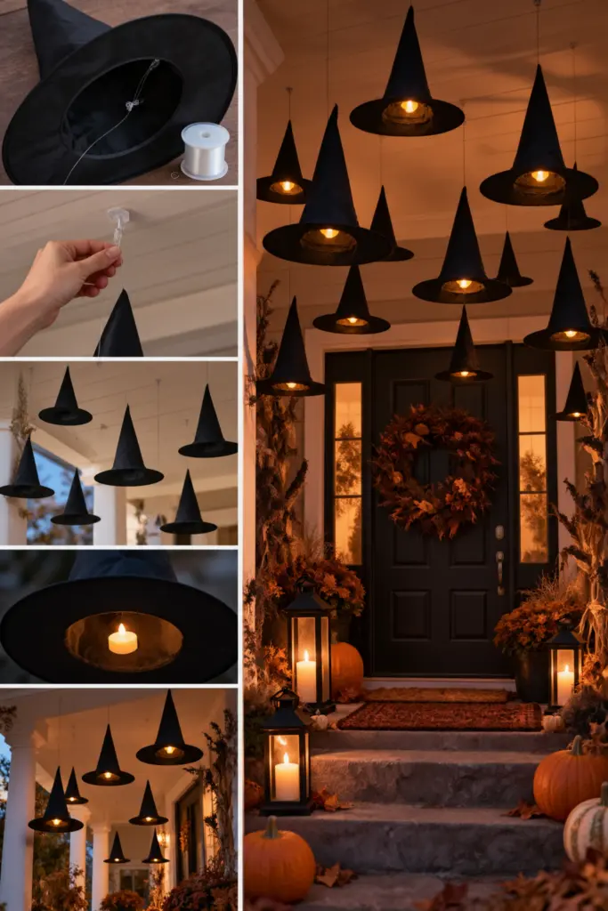 DIY Creepy Outdoor Halloween Decorations 15 Floating Witch Hats For Creepy Outdoor Halloween Decorations