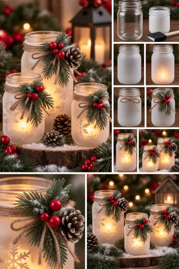 30+ DIY Christmas Mason Jar Crafts for Gifts and Decorations 24 Cozy DIY Christmas Mason Jar Lanterns