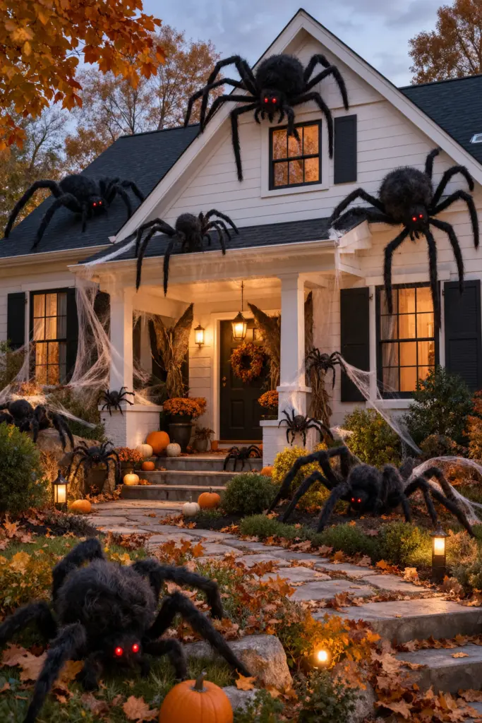 DIY Creepy Outdoor Halloween Decorations 2 Creepy Outdoor Halloween Decorations with Giant Furry Spider