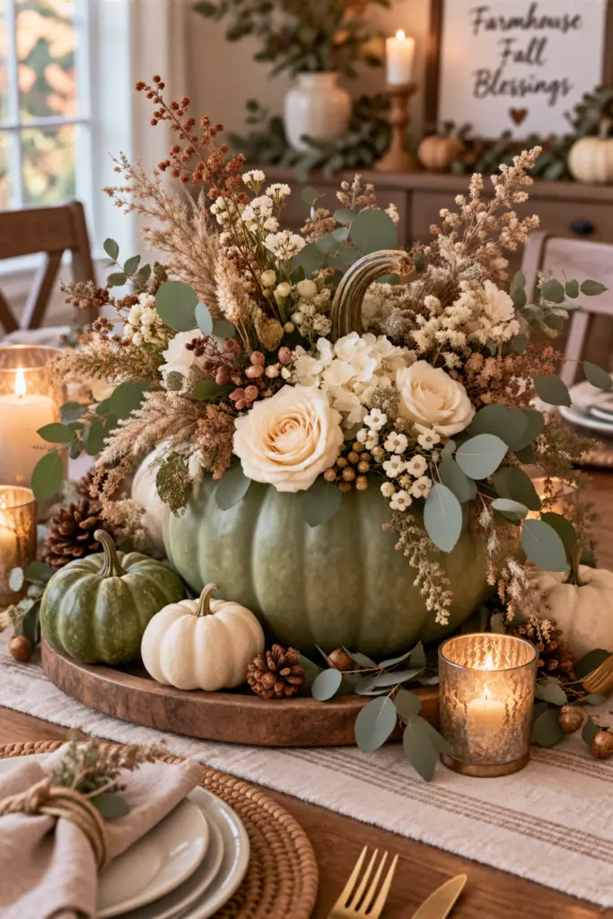 How to Make Pumpkin Centerpieces 18 Autumn Green Pumpkin Centerpieces
