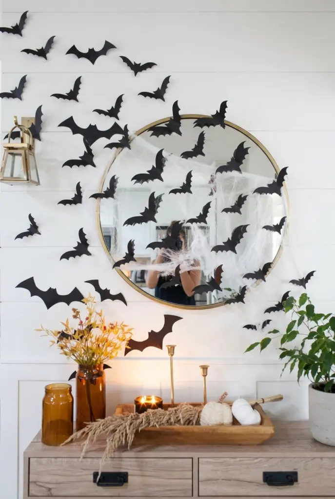 Halloween Mirror with Floating Bats