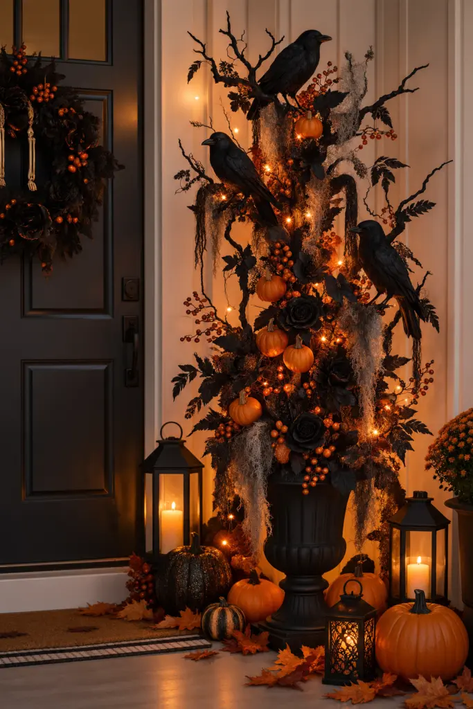 20+ DIY Halloween Tree Decorations Ideas 11 Halloween Tree Decorations With Black Ravens
