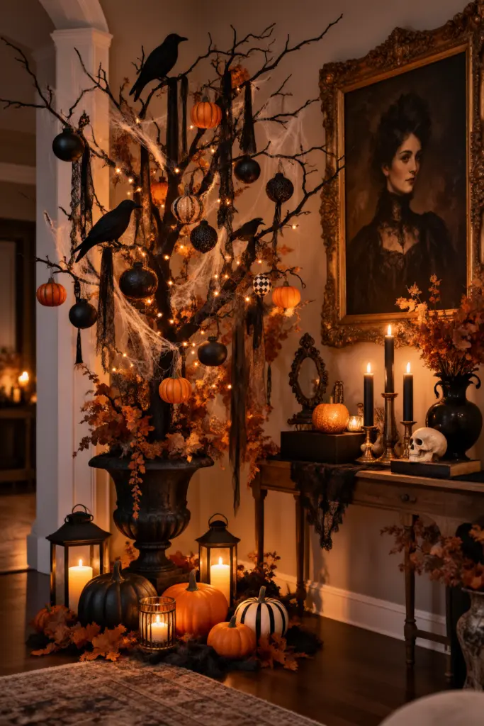 20+ DIY Halloween Tree Decorations Ideas 9 DIY Halloween Tree Decorations With Vintage Portrait