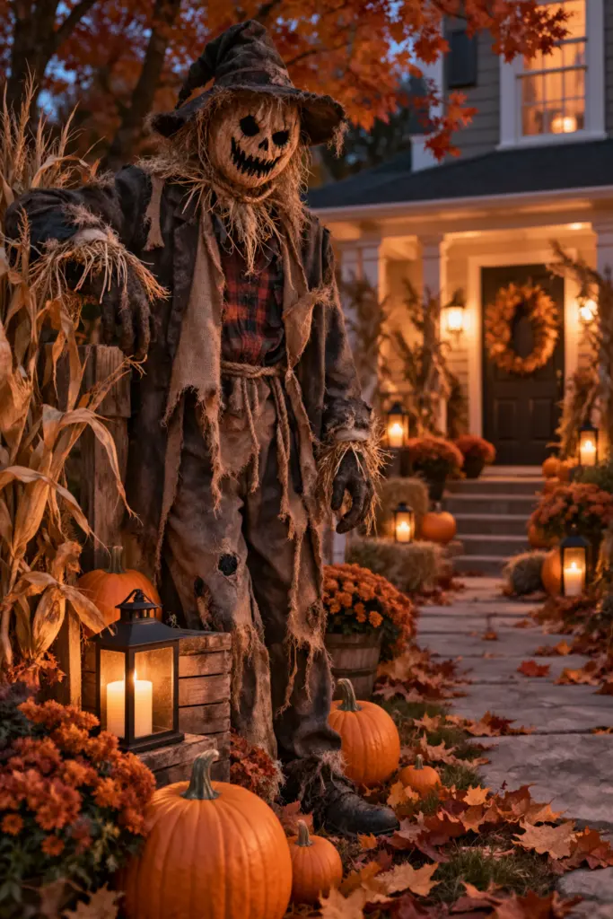 DIY Creepy Outdoor Halloween Decorations 10 Haunted Scarecrow in a creepy outdoor Halloween decorations