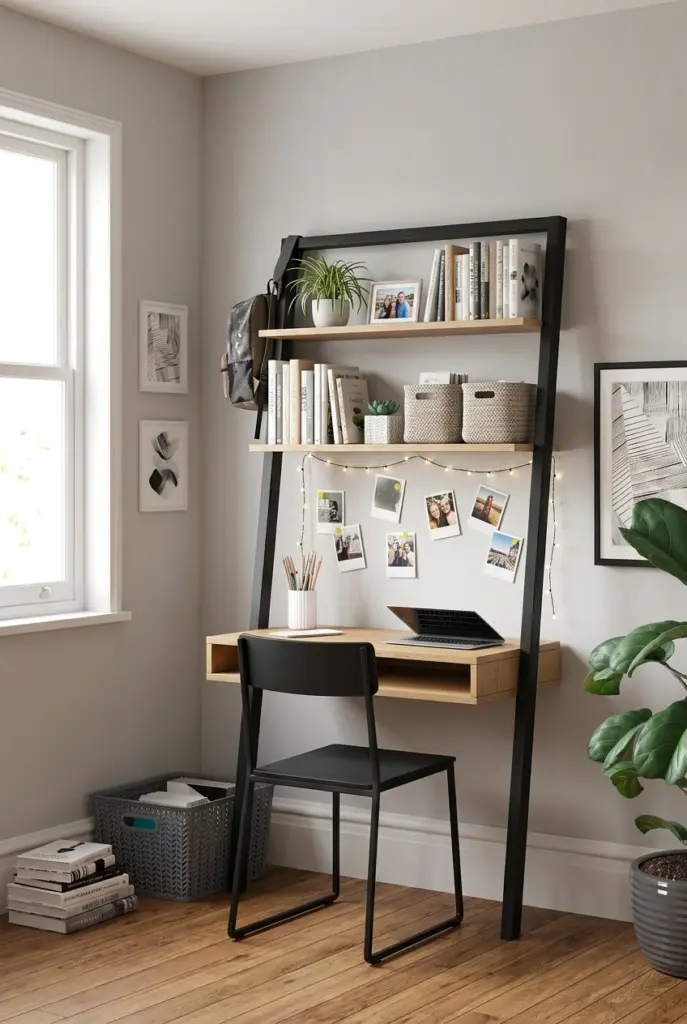 Small Teen Bedroom Desk with Vertical Storage