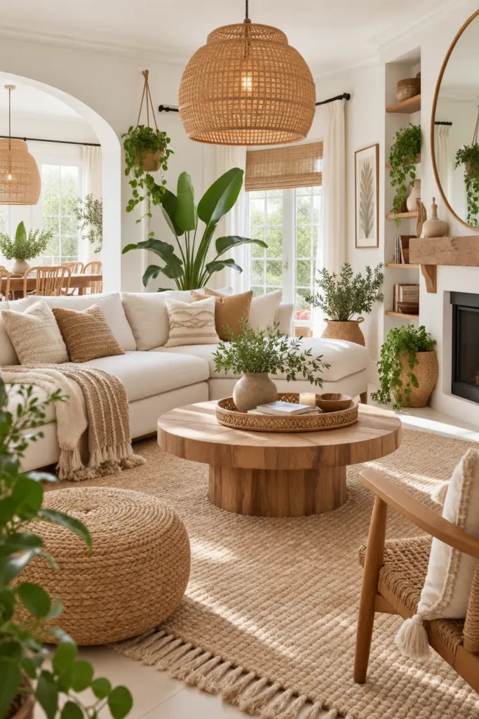 Light and Airy White Boho Living Room