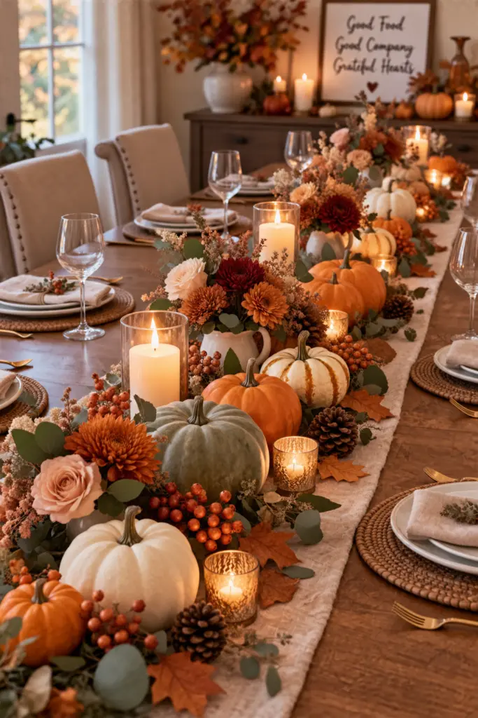 How to Make Pumpkin Centerpieces 17 Long Pumpkin Table Runner