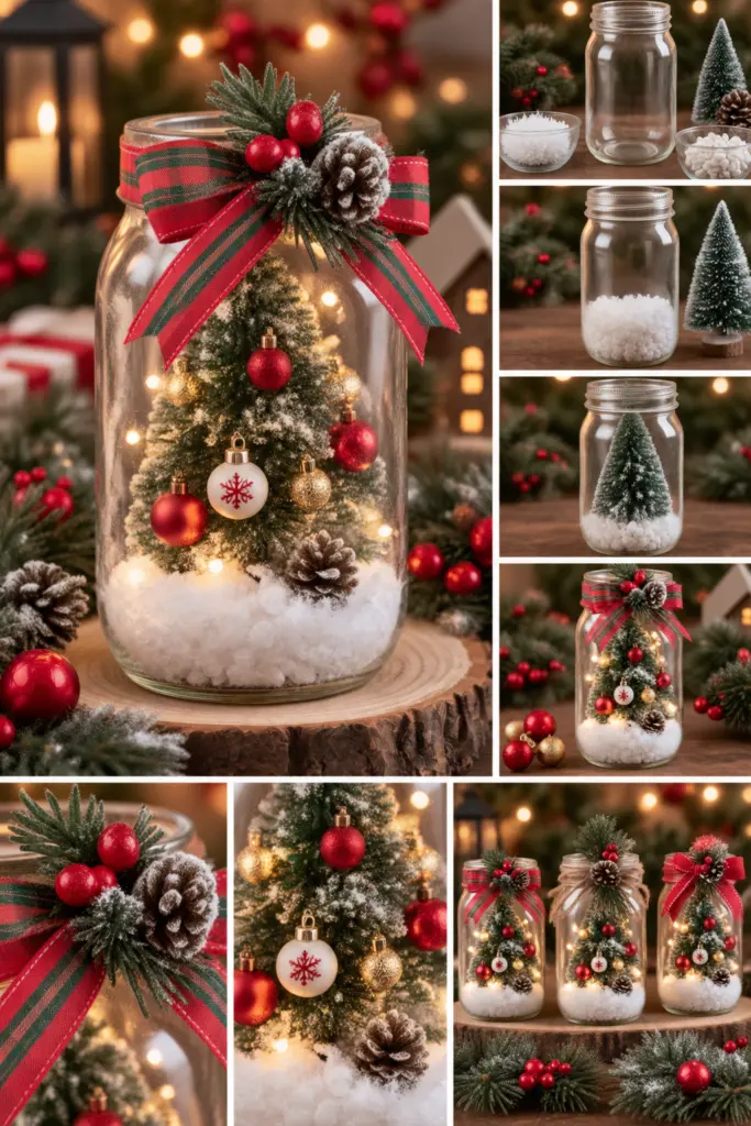 30+ DIY Christmas Mason Jar Crafts for Gifts and Decorations 19 Mini Christmas Mason Jar Crafts