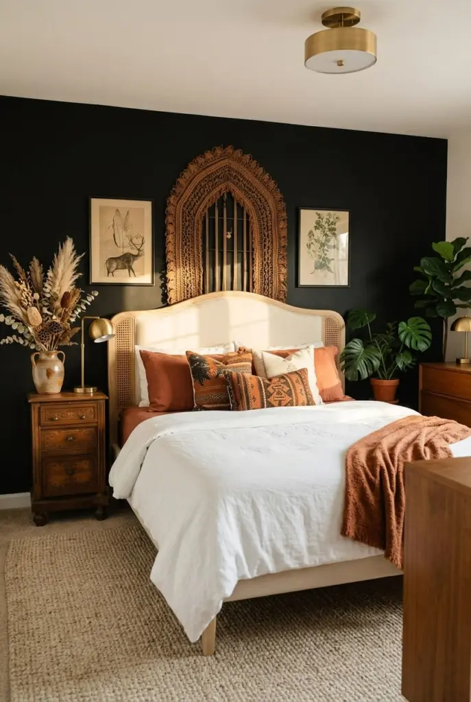 30+ Black Accent Wall Bedroom Designs For Cozy & Bold Look 15 Modern Black & Rust Bedroom