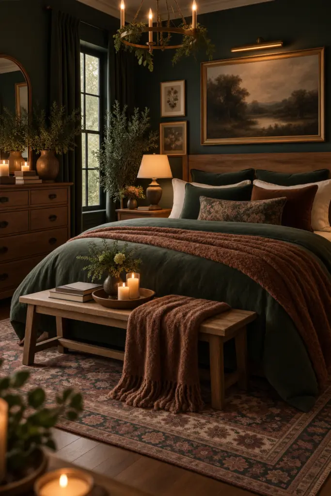 Moody Bedroom With Warm Wood