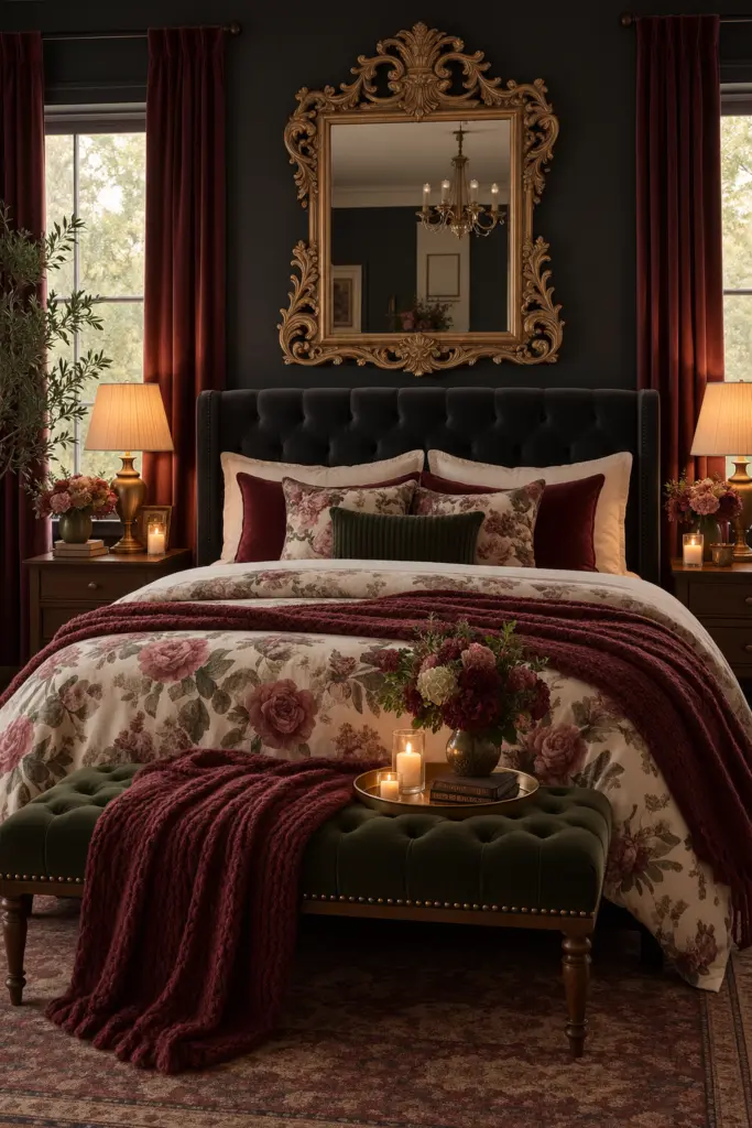 Moody Bedroom With an Antique Mirror