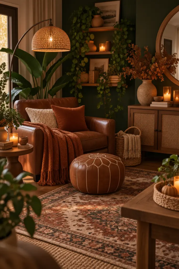 20+ Stunning Fall Boho Living Room Ideas 12 Moody Boho Corner