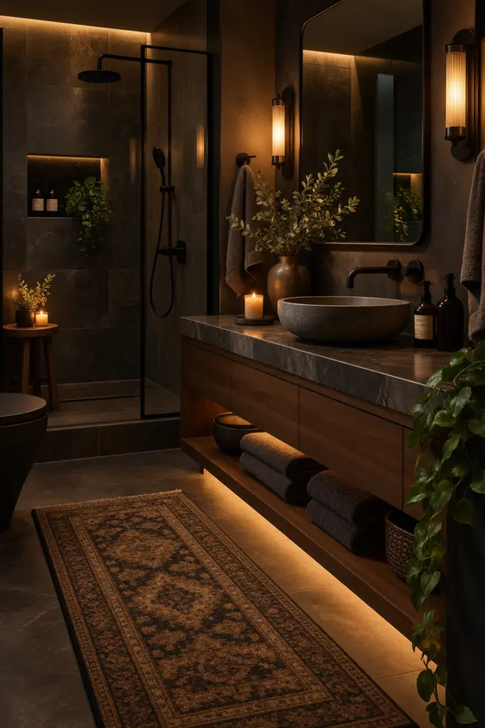 30+ Moody Bathroom Ideas for 2027 18 Moody Hotel-Inspired Bathroom