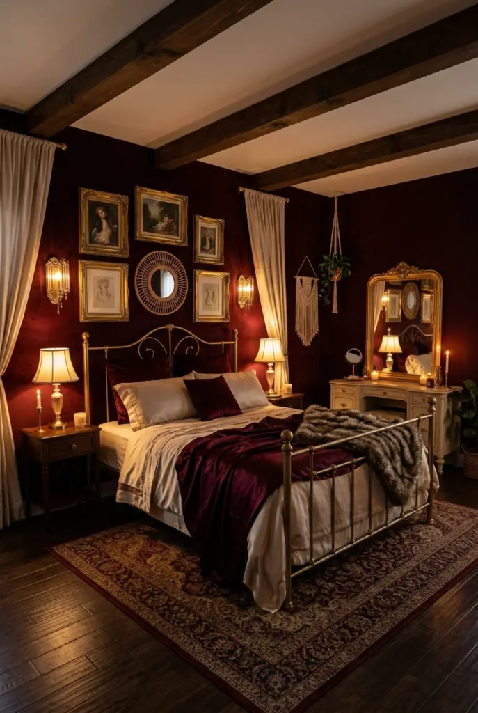 Moody Red Bedroom 