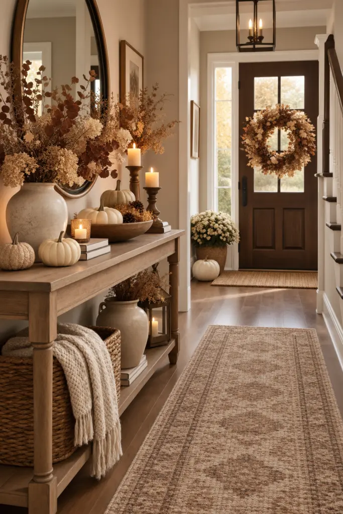 Fall Entryway Decor Ideas (Cozy & Welcoming) 16 Neutral Fall Entryway Decor