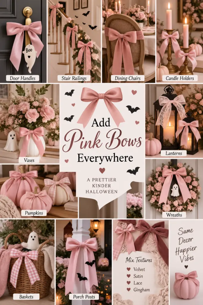 15+ Spooky & Cute Coquette Halloween Decor Ideas 15 Pink Bows for a Prettier Halloween