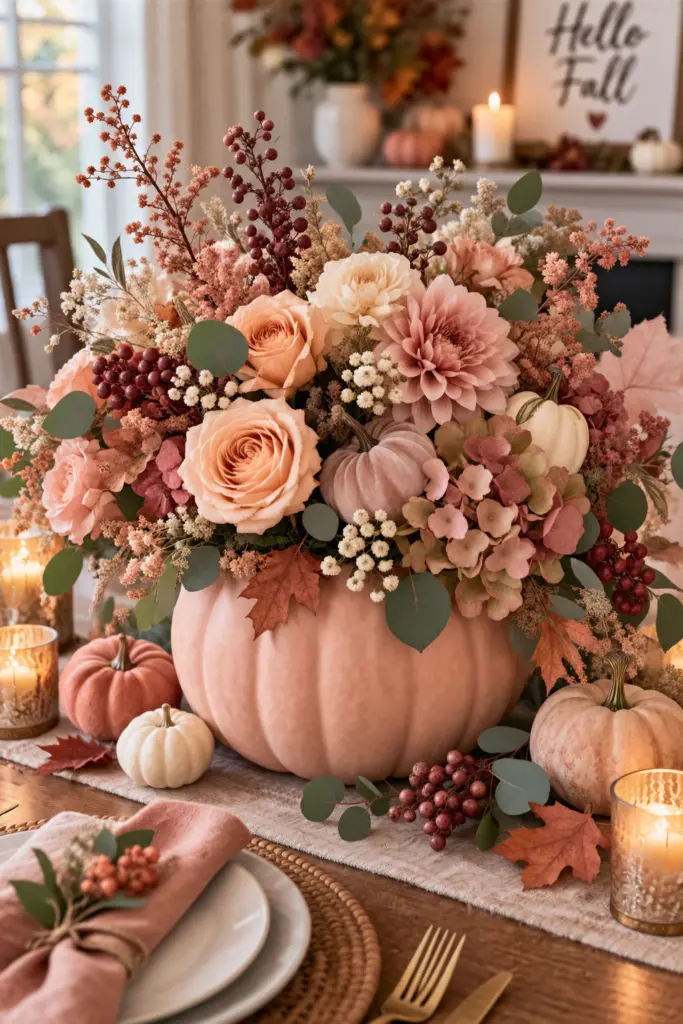 How to Make Pumpkin Centerpieces 15 Pink and Peach Pumpkin Centerpieces