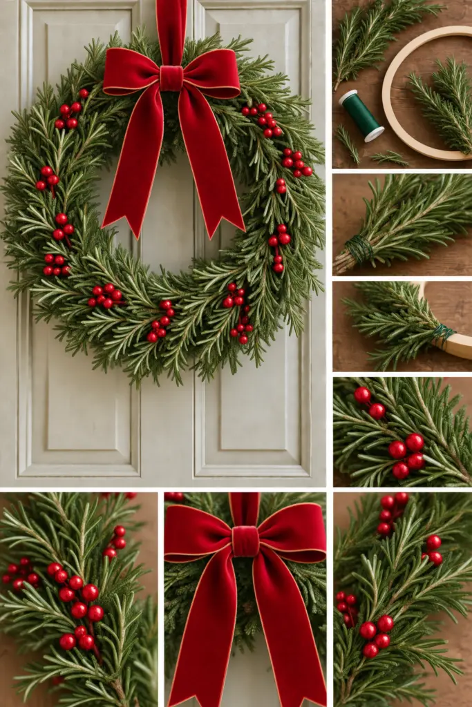 30+ DIY Christmas Wreath Ideas 16 Rosemary DIY Christmas wreath