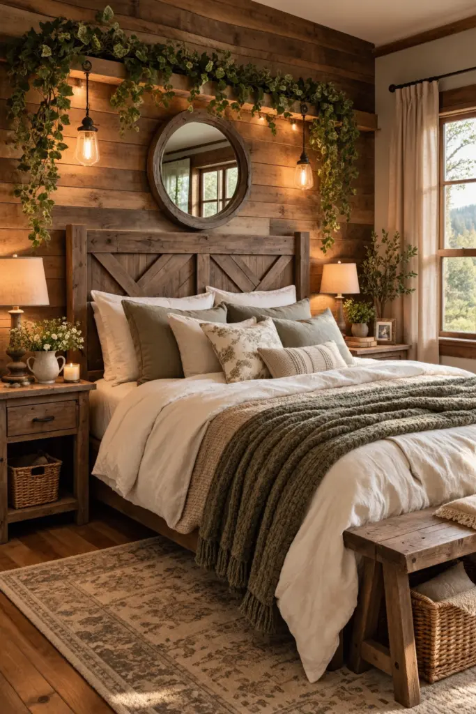 25+ Warm Cozy Cottage Bedroom Ideas 3 Cozy Cottage Bedroom With Rustic Wood Accent Wall