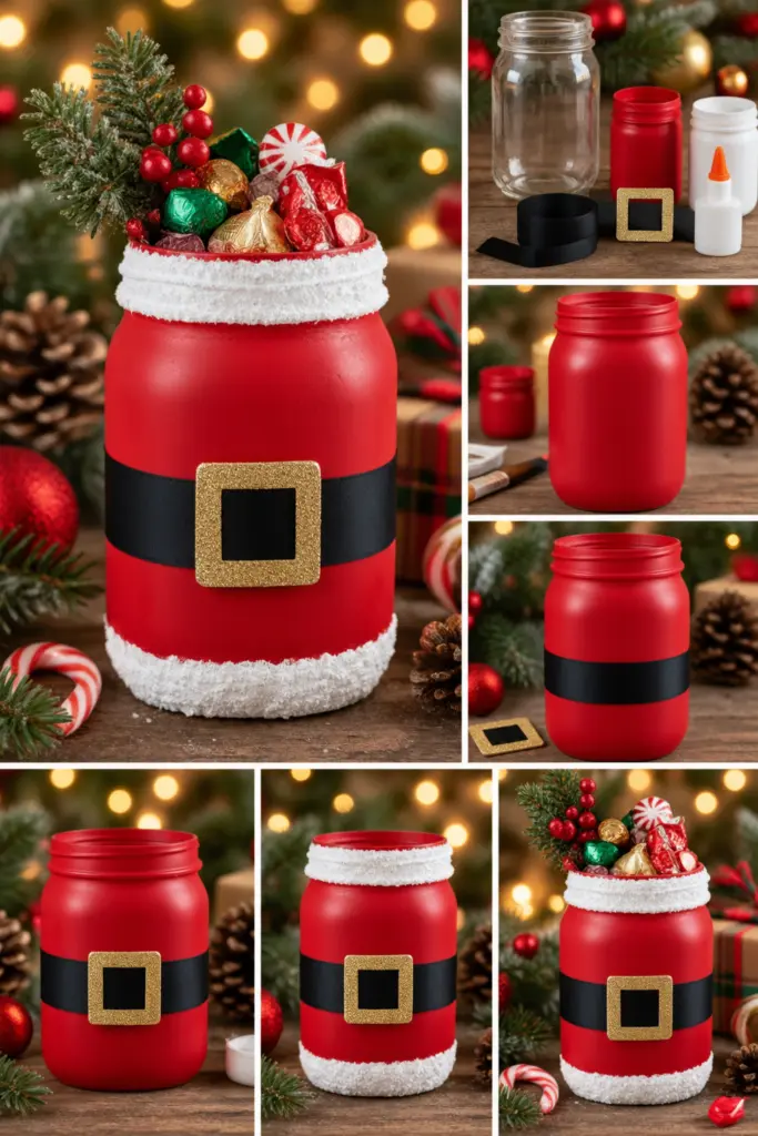 30+ DIY Christmas Mason Jar Crafts for Gifts and Decorations 3 DIY Santa Christmas Mason Jar Crafts