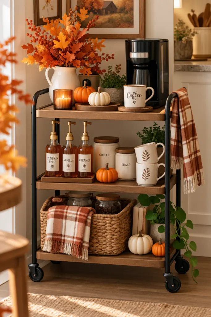 Cozy Autumn Coffee Cart Corner