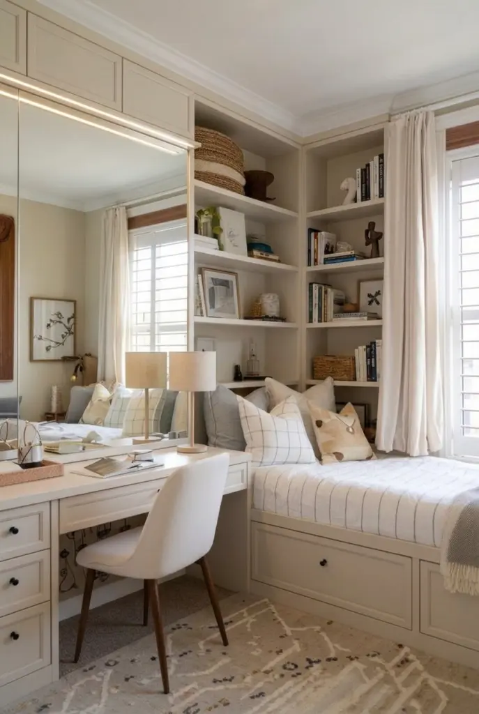 Small Teen Bedroom with Large Mirror