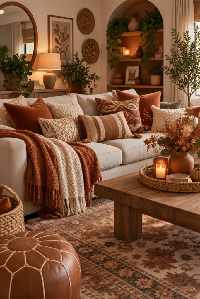 20+ Stunning Fall Boho Living Room Ideas 15 Fall Sofa Decor