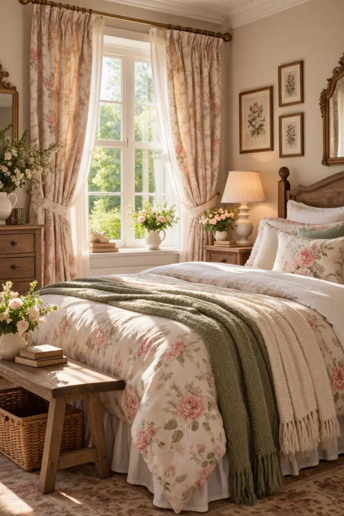 25+ Warm Cozy Cottage Bedroom Ideas 8 Soft, Romantic Curtains