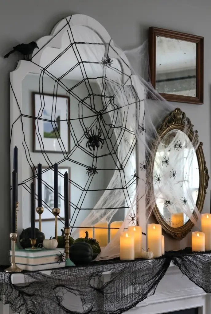 Spiderweb Halloween Mirror Decoration